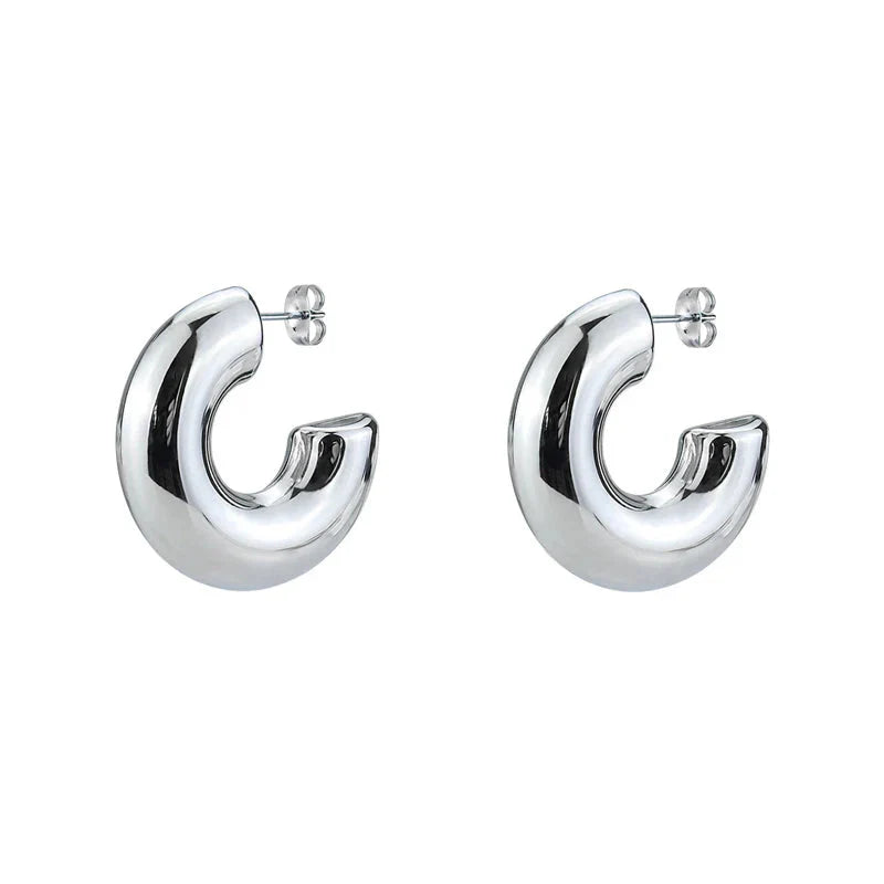 1 Pair Smooth Circle C Shape Clip Earrings For Women Lightweight Without Piercing Cartilage Ear Cuff Gold Silver Color Earrings