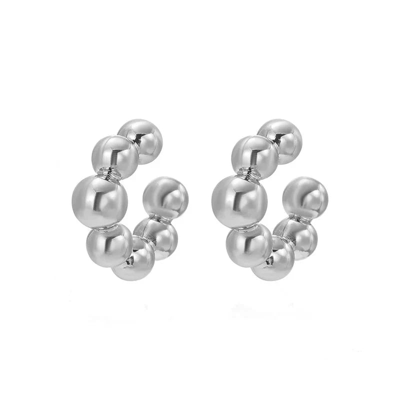 1 Pair Smooth Circle C Shape Clip Earrings For Women Lightweight Without Piercing Cartilage Ear Cuff Gold Silver Color Earrings