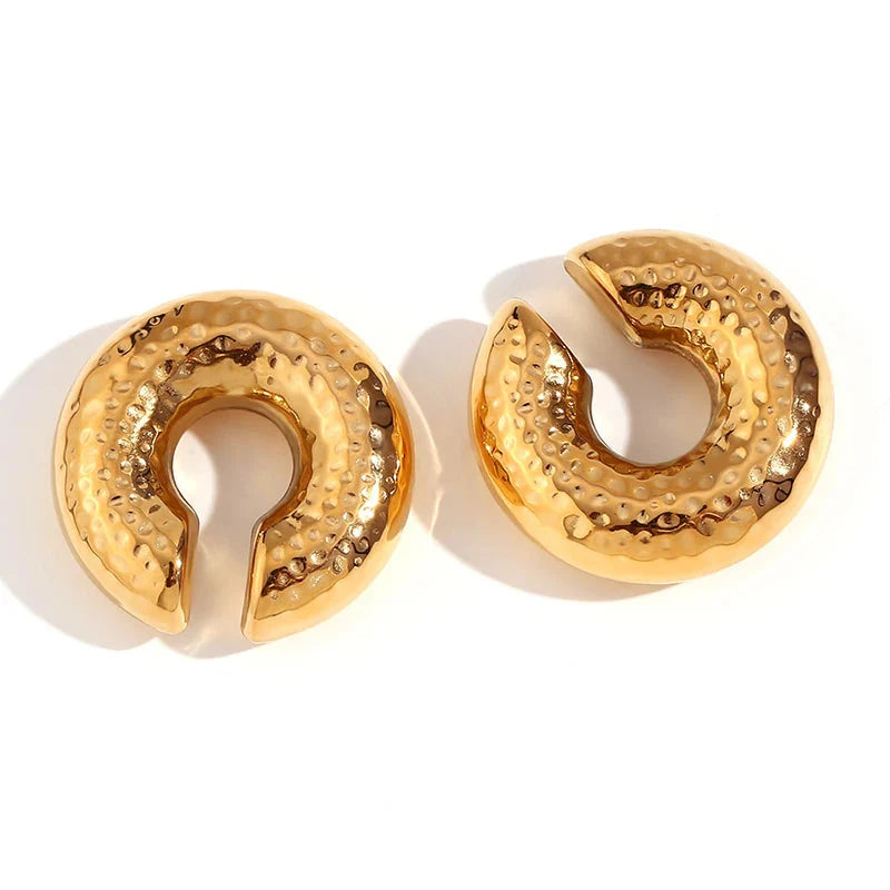 1 Pair Smooth Circle C Shape Clip Earrings For Women Lightweight Without Piercing Cartilage Ear Cuff Gold Silver Color Earrings